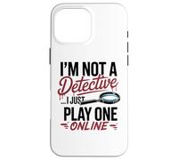 Funny True Crime Poltrona Detective Podcast Umorismo Custodia per iPhone 16 Pro Max