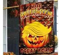 Funny Trump Pumpkin Make Halloween Great Again House Flag 29.539.5"