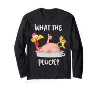 Funny Turkey What The Pluck Camicia del Ringraziamento Uomo Donna Maglia a Manica