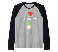 Funny Turnip Food Minimalist Simple i Love Turnips Maglia con Maniche Raglan