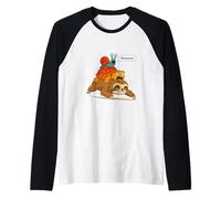 Funny Turtle And Snail Riding Sloth Meme Piggyback Animals Maglia con Maniche Raglan