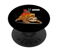 Funny Turtle and Snail Riding Sloth Meme Piggyback Animals PopSockets PopGrip Adesivo