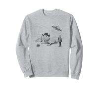 Funny UFO Bearded Dragon Western Alien Vintage 90s Wild West Felpa