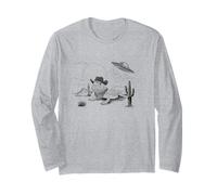 Funny UFO Bearded Dragon Western Alien Vintage 90s Wild West Maglia a Manica