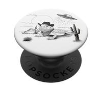 Funny UFO Bearded Dragon Western Alien Vintage 90s Wild West PopSockets PopGrip Adesivo