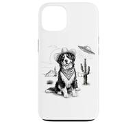 Funny UFO Bernese Mountain Dog Alien Vintage 90s Wild West Custodia per iPhone 13