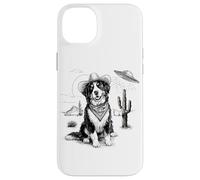 Funny UFO Bernese Mountain Dog Alien Vintage 90s Wild West Custodia per iPhone 14 Plus