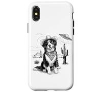 Funny UFO Bernese Mountain Dog Alien Vintage 90s Wild West Custodia per iPhone X/XS