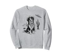 Funny UFO Bernese Mountain Dog Alien Vintage 90s Wild West Felpa