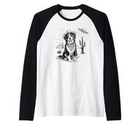 Funny UFO Bernese Mountain Dog Alien Vintage 90s Wild West Maglia con Maniche Raglan