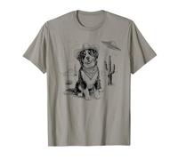 Funny UFO Bernese Mountain Dog Alien Vintage 90s Wild West Maglietta
