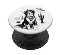 Funny UFO Bernese Mountain Dog Alien Vintage 90s Wild West PopSockets PopGrip Adesivo