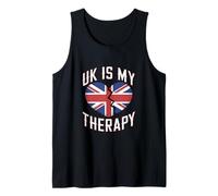 Funny UK Flag Love UK Is My Therapy Regno Unito Regno Unito Meme Canotta