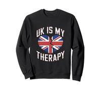 Funny UK Flag Love UK Is My Therapy Regno Unito Regno Unito Meme Felpa