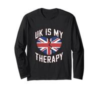 Funny UK Flag Love UK Is My Therapy Regno Unito Regno Unito Meme Maglia a Manica