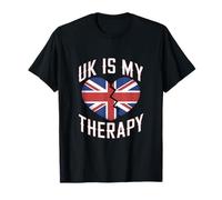 Funny UK Flag Love UK Is My Therapy Regno Unito Regno Unito Meme Maglietta