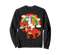 Funny Unicorn Cat Riding Dinosaur T-Rex Rainbow Space Galaxy Felpa