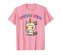 Funny Unicorn Ninja Compleanno Ragazza Team Princess Crew Rosa Maglietta