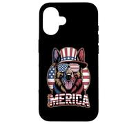 Funny USA German Shepherd Merica 4th of July Dog Custodia per iPhone 16