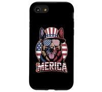 Funny USA German Shepherd Merica 4th of July Dog Custodia per iPhone SE (2020) / 7 / 8
