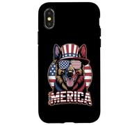 Funny USA German Shepherd Merica 4th of July Dog Custodia per iPhone X/XS
