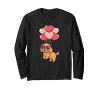 Funny Valentines Day Heart Balloons Goldendoodle Dog Lover Maglia a Manica