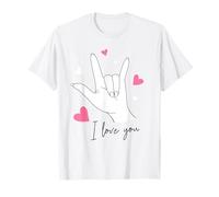 Funny Valentines Day I Love You Hand Sign Language ASL Heart Maglietta