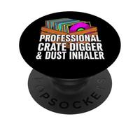 Funny Vinyl Record Collector Crate Digger Dust Inhaler PopSockets PopGrip Adesivo