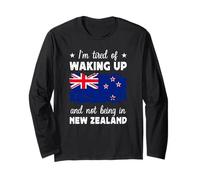 Funny Waking up in New Zealand Flag New Zealand Travel Maglia a Manica