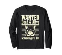 Funny Wanted Dead And Alive Gatto di Schrödinger Maglia a Manica