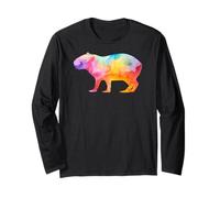 Funny Watercolor Giant Cavy Rodent Colorful Capybara Maglia a Manica