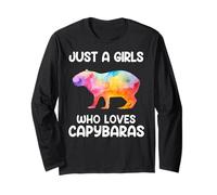 Funny Watercolor Giant Cavy Rodent Colorful Capybara Maglia a Manica