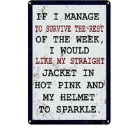 Funny Week Survival Tin Sign Rustic Home Bar Art 8 X 12 in