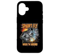 Funny Welder Sparks Fly Fabricator Humor Design Custodia per iPhone 16