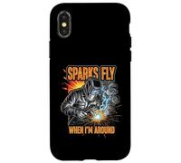 Funny Welder Sparks Fly Fabricator Humor Design Custodia per iPhone X/XS
