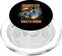 Funny Welder Sparks Fly Fabricator Humor Design PopSockets PopGrip per MagSafe