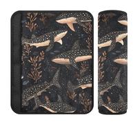 Funny Whale Fish Sea Rose Black 2 pz seggiolino auto Strap Pads, più comfort di guida, cintura di sicurezza per adulti per auto aereo Van 25,4 x 19,6 cm Protector para cinturón de carro