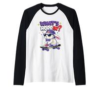 Funny Whats Hoppin Bunny Meme, Scherzo Coniglio Skateboard Maglia con Maniche Raglan