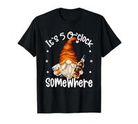 Funny Whiskey Dad GNOME Men Quote Its 5 O Clock Somewhere Maglietta