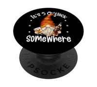 Funny Whiskey Dad Gnome Men Quote Its 5 O Clock Somewhere PopSockets PopGrip Adesivo