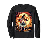 Funny Witch Guinea Pig Pumpkins Halloween Ghost Spooky Lover Maglia a Manica