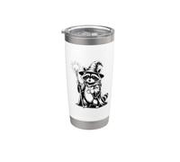 Funny Wizard Raccoon Bicchiere termico in acciaio inox doppia parete