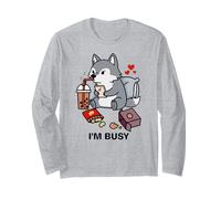 Funny Wolf Im Busy Boba Tea Snacks Zoo Ragazzi Ragazze Bambini Maglia a Manica