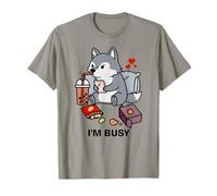 Funny Wolf Im Busy Boba Tea Snacks Zoo Ragazzi Ragazze Bambini Maglietta