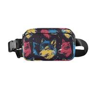 Funny Wolf - Marsupio alla moda con lupo anni '90, per donne, uomini, adolescenti, mini marsupio con tracolla regolabile, per viaggi, palestra, lavoro, divertente gioco con lupo anni '90, taglia