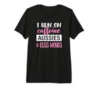 Funny Womens Caffeine & Australian Shepherd Lover Maglietta Premium