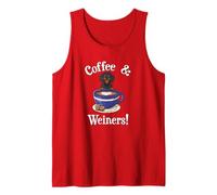 Funny Womens Girls Coffee & Weiners Black Dachshund Lover Canotta