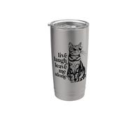 Funny Womens Girls Live Laugh Leave Me Alone Tabby Cat Lover Bicchiere termico in acciaio inox doppia parete