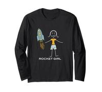Funny Womens Rocket Girl Spazio Maglia a Manica
