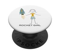 Funny Womens Rocket Girl Spazio PopSockets PopGrip Adesivo